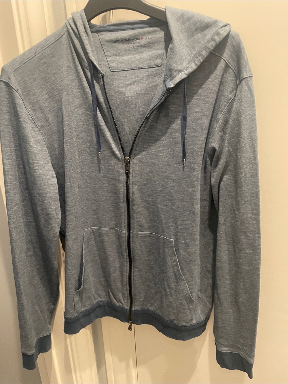 John Varvatos Light Blue Zip-Up Hoodie Sweater